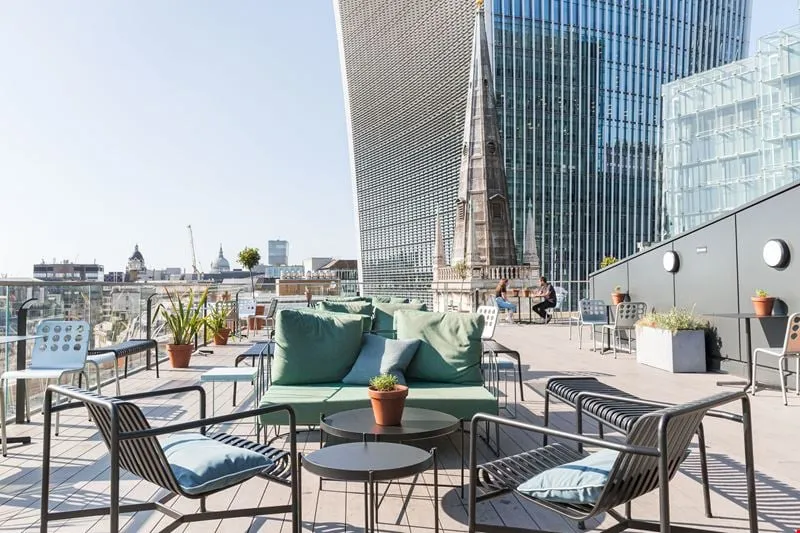 The roof terrace, with the Walkie Talkie behind